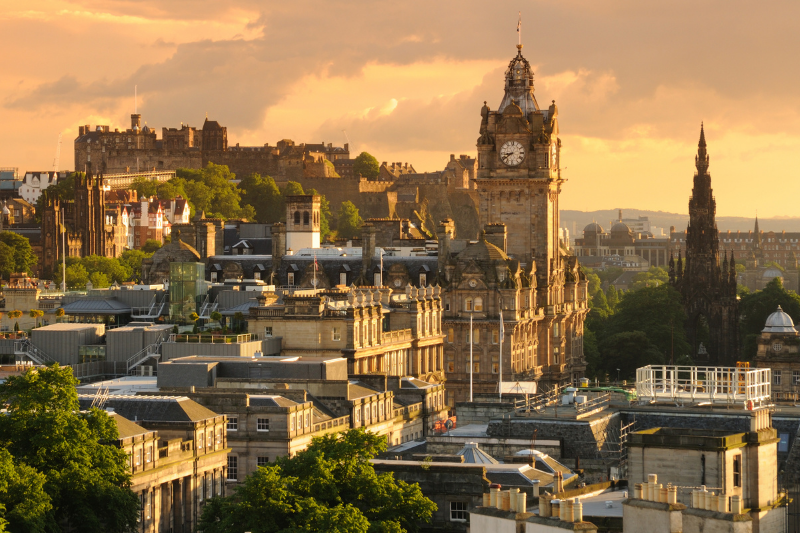 Edinburgh, Scotland in early summer with warm afternoon light