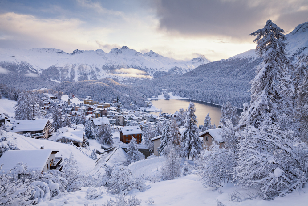Sky resort in the snowy city of st. moritz, Switzerland