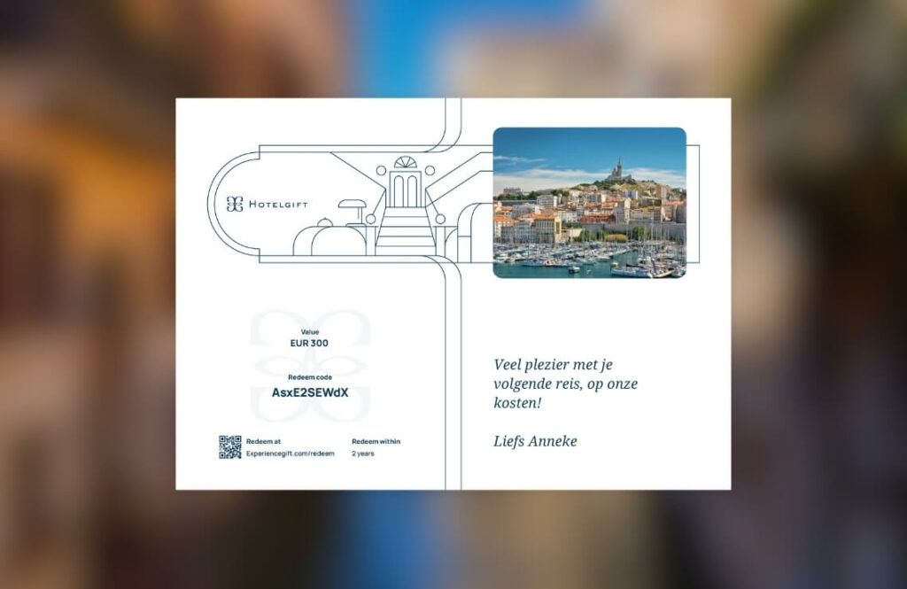 Digitale Hotelgift cadeaubon vakantie naar Frankrijk