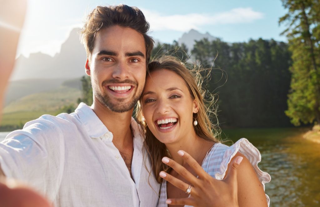 a couple are given the best hotel vouchers uk as one of the best engagement gifts for couples