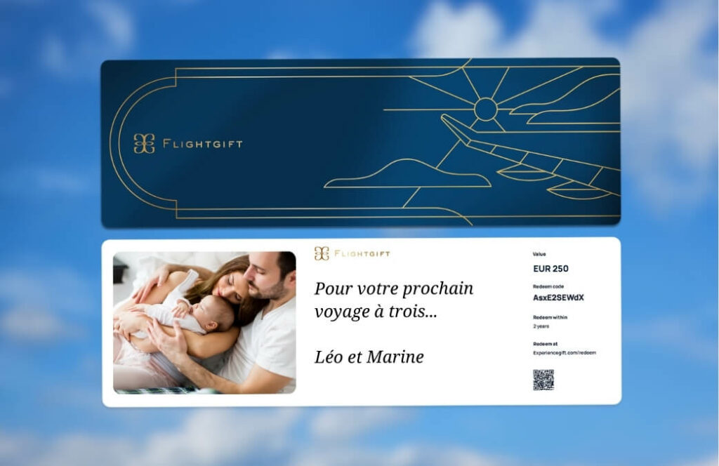 Carte cadeau Flightgift idee cadeau jeune maman
