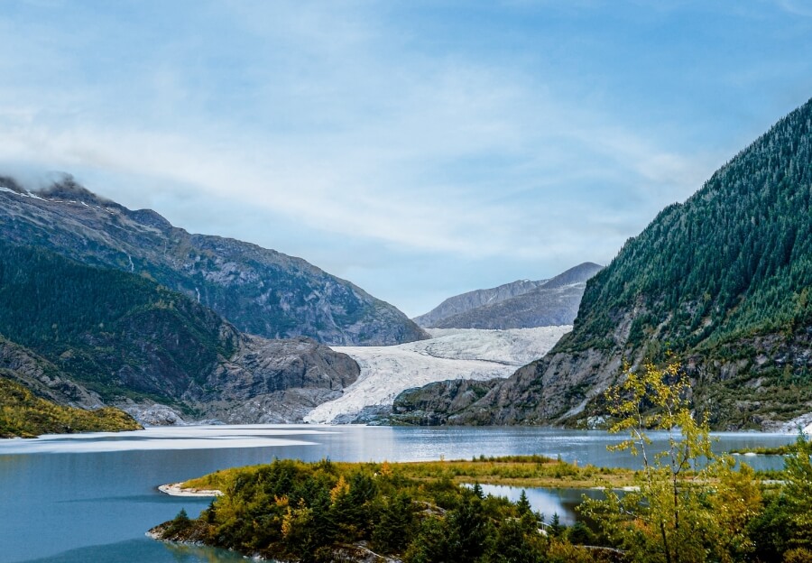 Lake and mountains in Juneau