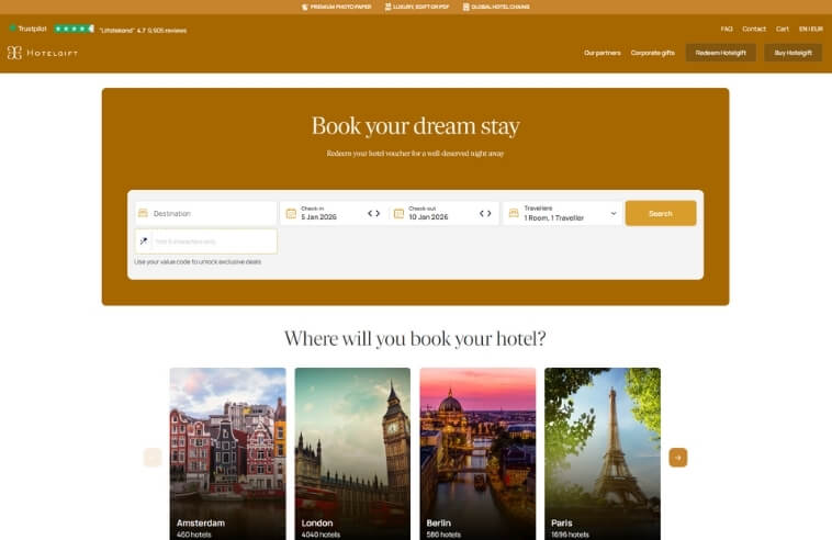 Kan ik mijn Hotelgift inwisselen op Expedia?
