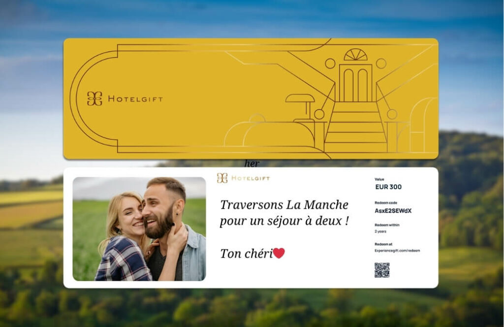 Une carte cadeau Hotelgift à utiliser lors d'un séjour dans une des destinations romantiques au Royaume Uni