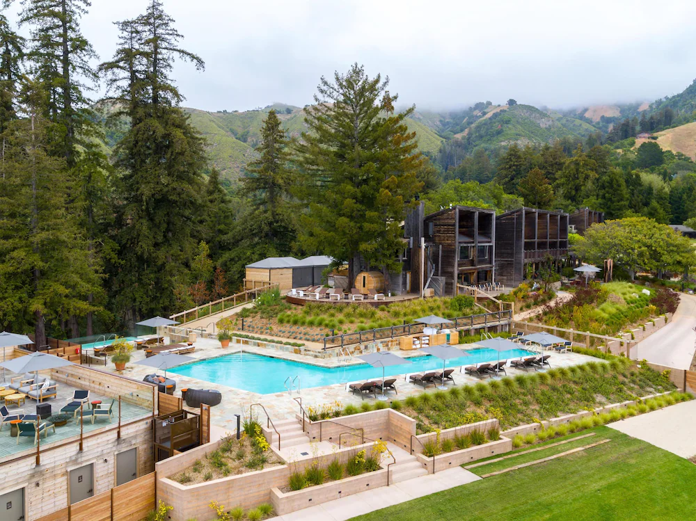 Ventana Big Sur resort overlooking the Pacific Ocean from a redwood ridge in California
