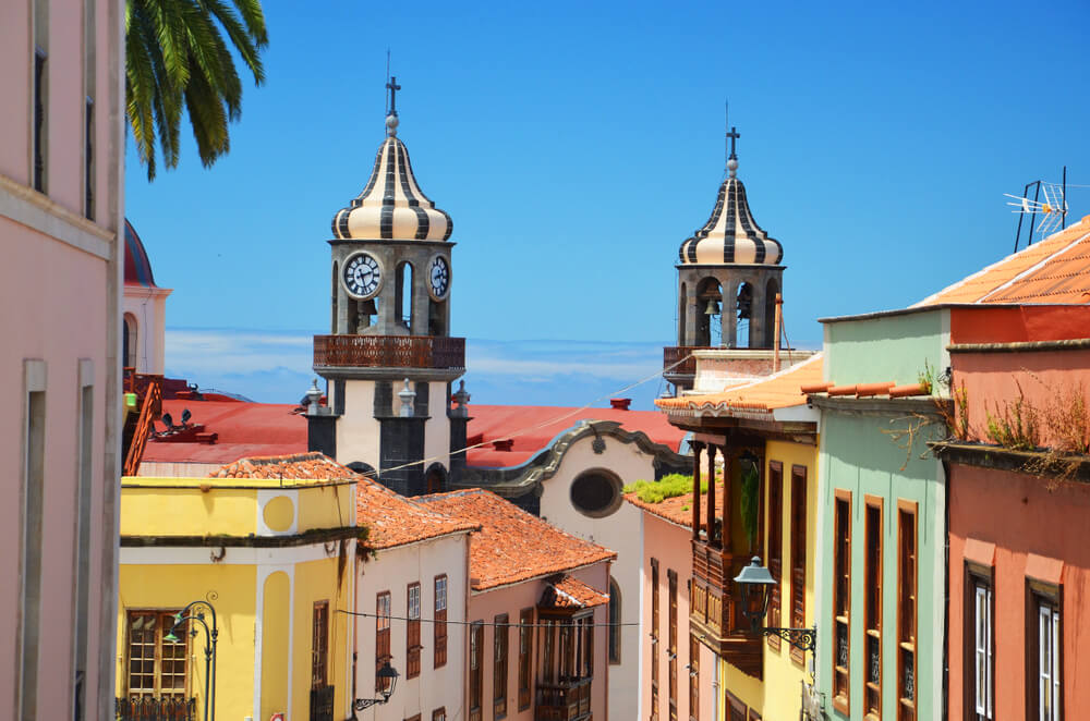 Colourful façades, wooden balconies and twin bell towers in the historic centre of La Orotava, one of the best places in Tenerife.