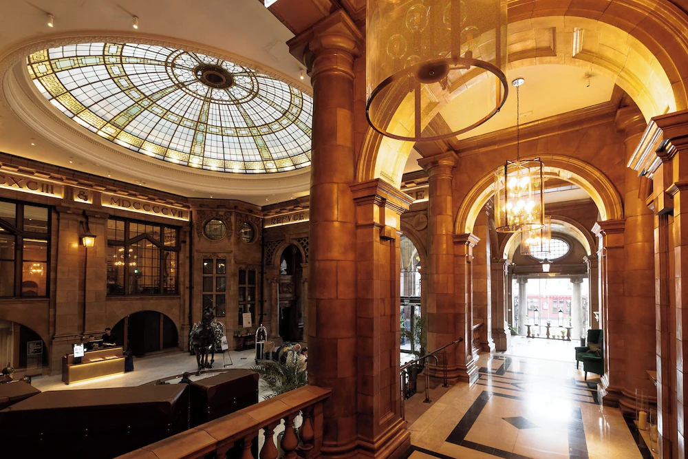 Interior hall of the classic Kimpton Clocktower hotel in Manchester