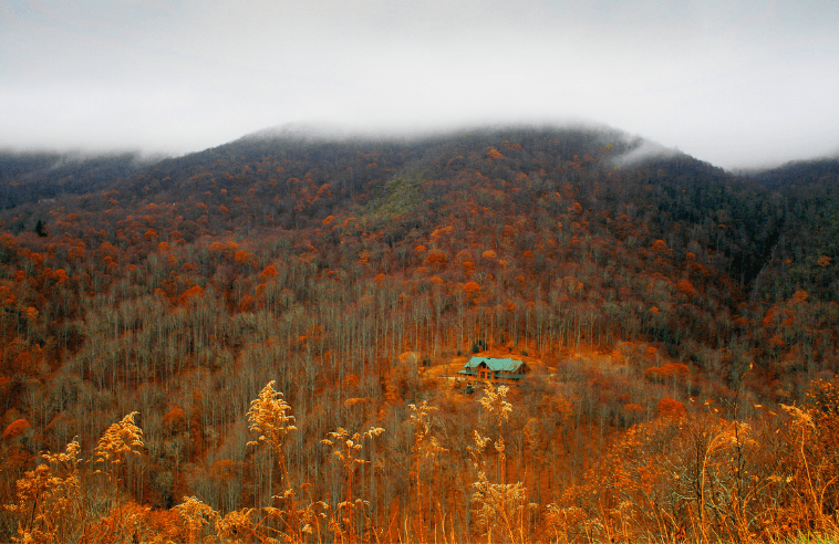 View of the Great Smoky Mountains USA in Fall