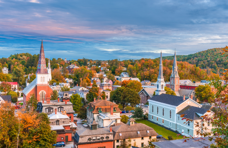 A view of Montpelier, Vermont in the USA in Fall